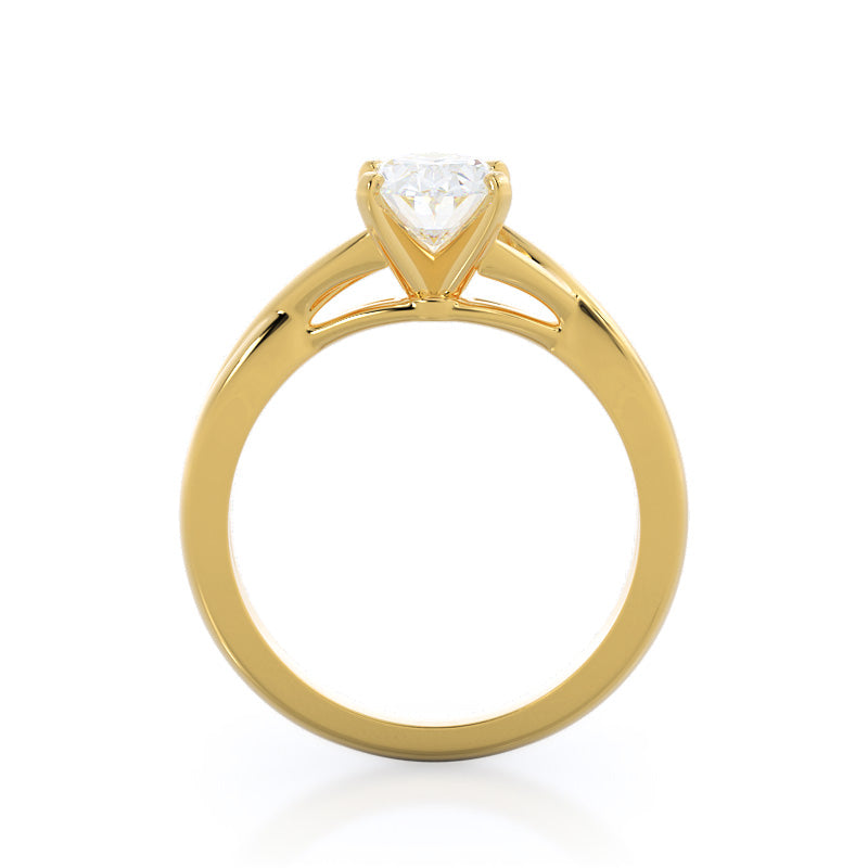 Fine Cathedral Twist Diamond Engagement Ring with Oval Cut Diamond in 14KT Yellow Gold view 2
