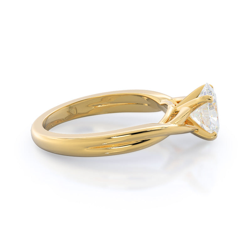 Fine Cathedral Twist Diamond Engagement Ring with Oval Cut Diamond in 14KT Yellow Gold view 3
