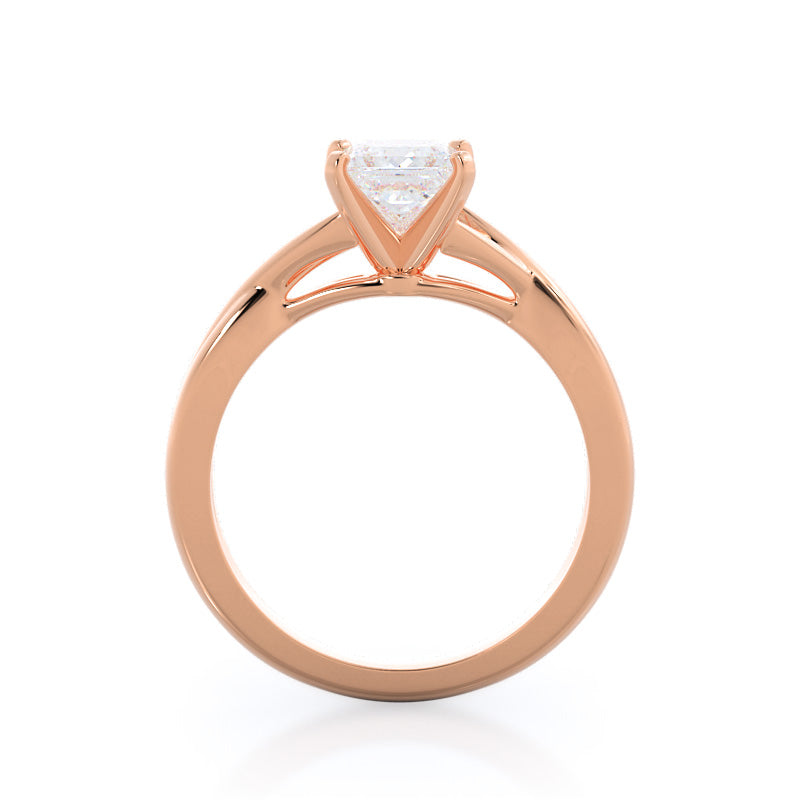 Fine Cathedral Twist Diamond Engagement Ring with Princess Cut Diamond in 14KT Rose Gold view 2
