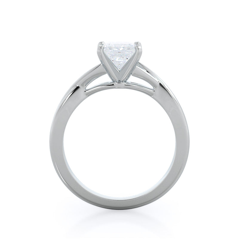 Fine Cathedral Twist Diamond Engagement Ring with Princess Cut Diamond in 14KT Platinum view 2
