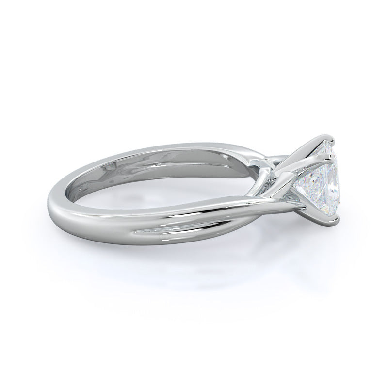 Fine Cathedral Twist Diamond Engagement Ring with Princess Cut Diamond in 14KT Platinum view 3
