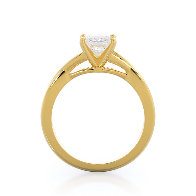 Fine Cathedral Twist Diamond Engagement Ring with Princess Cut Diamond in 14KT Yellow Gold view 2
