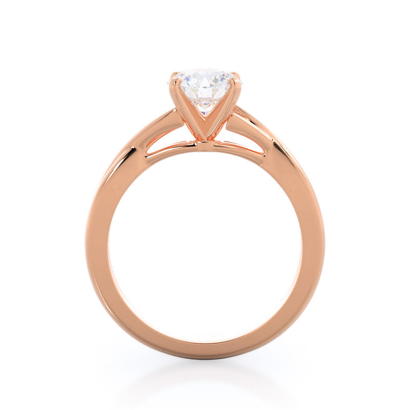 Fine Cathedral Twist Diamond Engagement Ring with Round Cut Diamond in 14KT Rose Gold view 2
