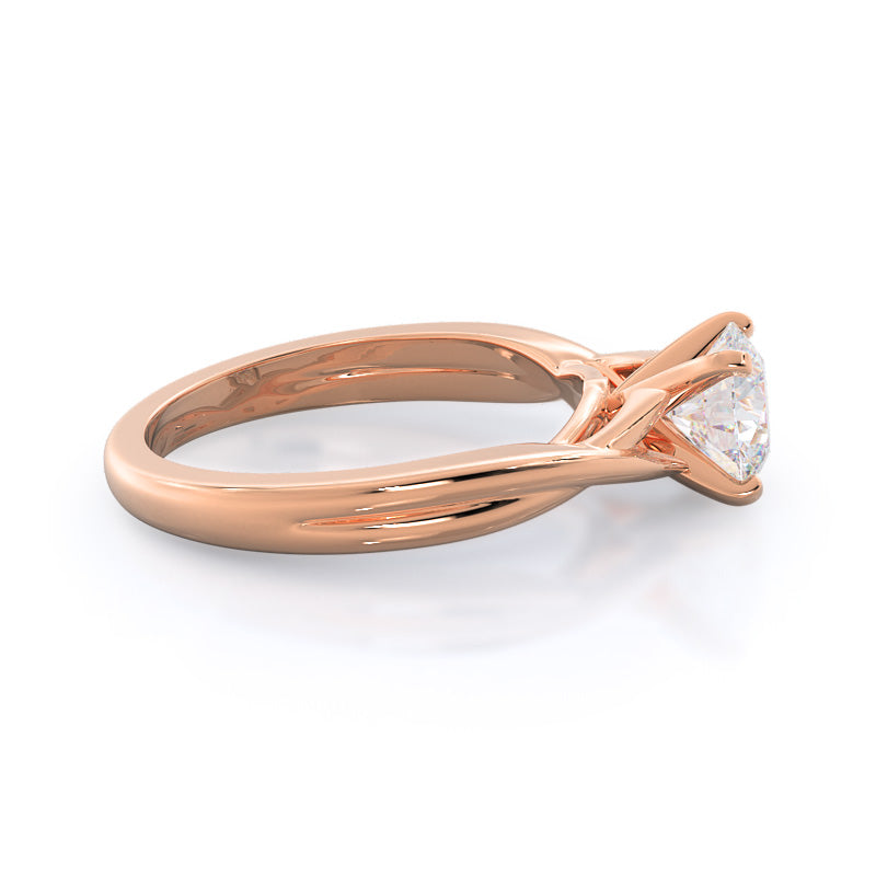 Fine Cathedral Twist Diamond Engagement Ring with Round Cut Diamond in 14KT Rose Gold view 3
