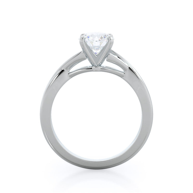 Fine Cathedral Twist Diamond Engagement Ring with Round Cut Diamond in 14KT Platinum view 2
