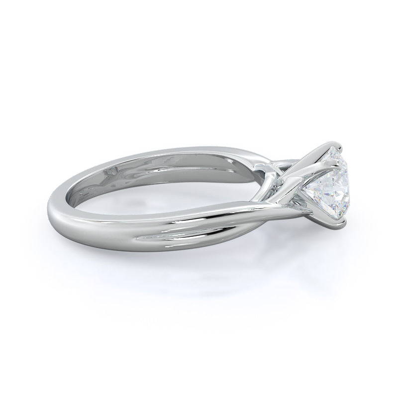 Fine Cathedral Twist Diamond Engagement Ring with Round Cut Diamond in 14KT Platinum view 3
