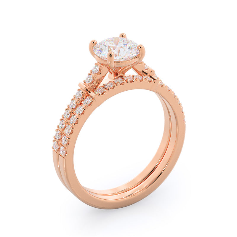 Round Cut Chic Accent Diamond Engagement Ring with Lab Grown Diamond in 14KT Rose Gold view 4
