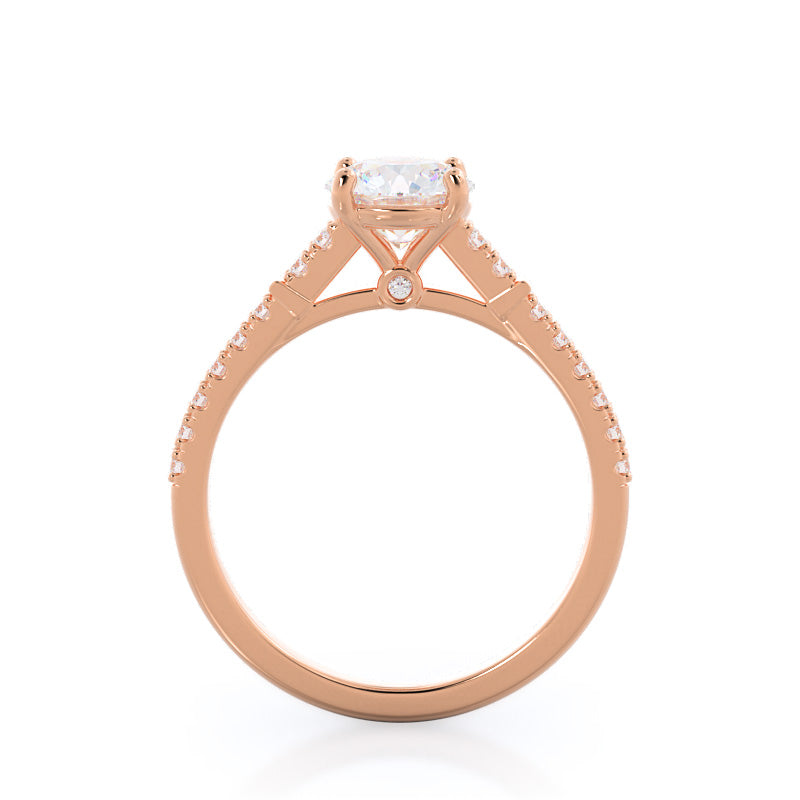 Round Cut Chic Accent Diamond Engagement Ring with Lab Grown Diamond in 14KT Rose Gold view 2
