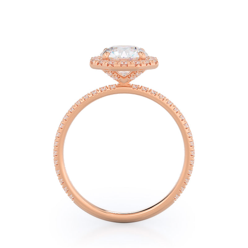 Round Cut Octagon Halo Diamond Engagement Ring with Lab Grown Diamond in 14KT Rose Gold view 2
