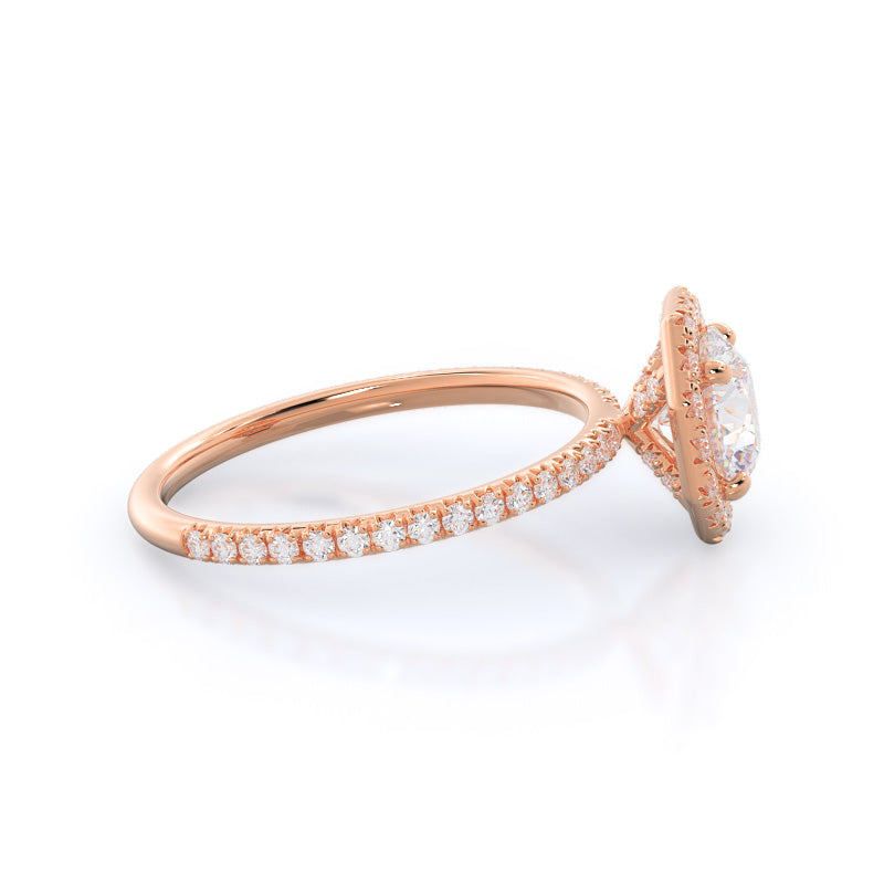 Round Cut Octagon Halo Diamond Engagement Ring with Lab Grown Diamond in 14KT Rose Gold view 3

