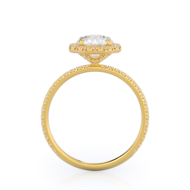 Round Cut Octagon Halo Diamond Engagement Ring with Lab Grown Diamond in 14KT Yellow Gold view 2
