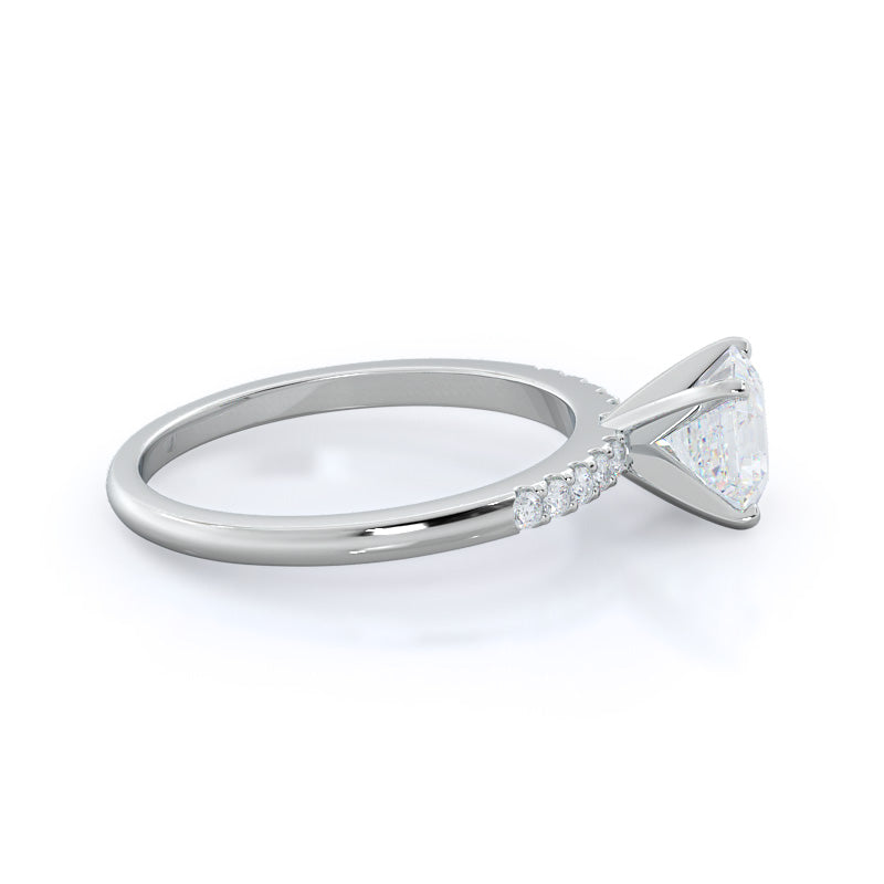 Traditional Pave Diamond Engagement Ring with Asscher Cut Diamond in 14KT Platinum view 3
