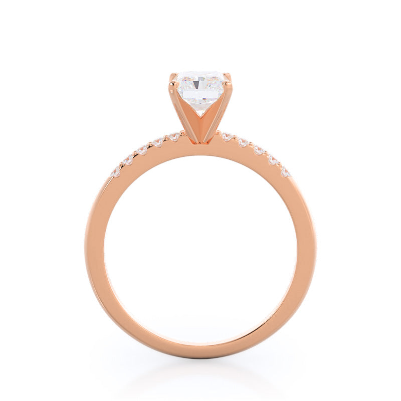 Traditional Pave Diamond Engagement Ring with Radiant Cut Diamond in 14KT Rose Gold view 2
