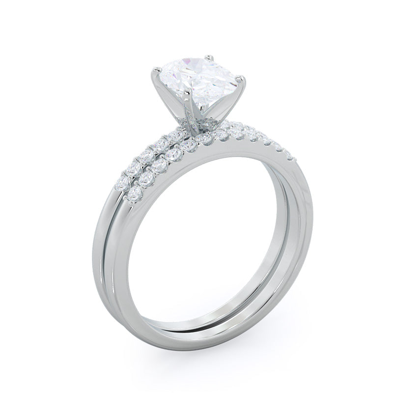 Traditional Pave Diamond Engagement Ring with Radiant Cut Diamond in 14KT Platinum view 4
