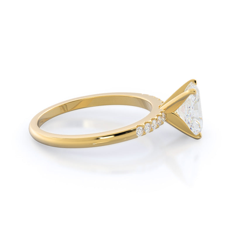 Traditional Pave Diamond Engagement Ring with Radiant Cut Diamond in 14KT Yellow Gold view 3
