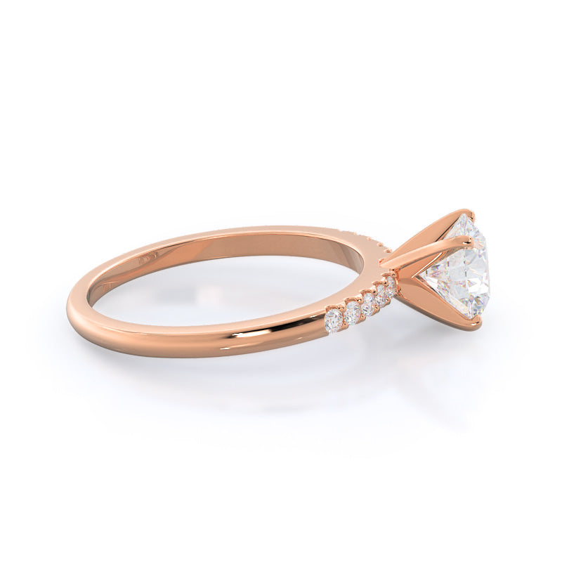 Traditional Pave Diamond Engagement Ring with Round Cut Diamond in 14KT Rose Gold view 3
