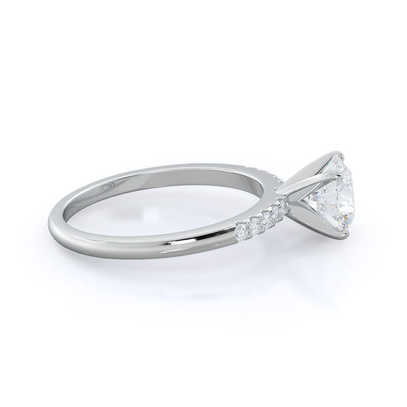 Traditional Pave Diamond Engagement Ring with Round Cut Diamond in 14KT Platinum view 3
