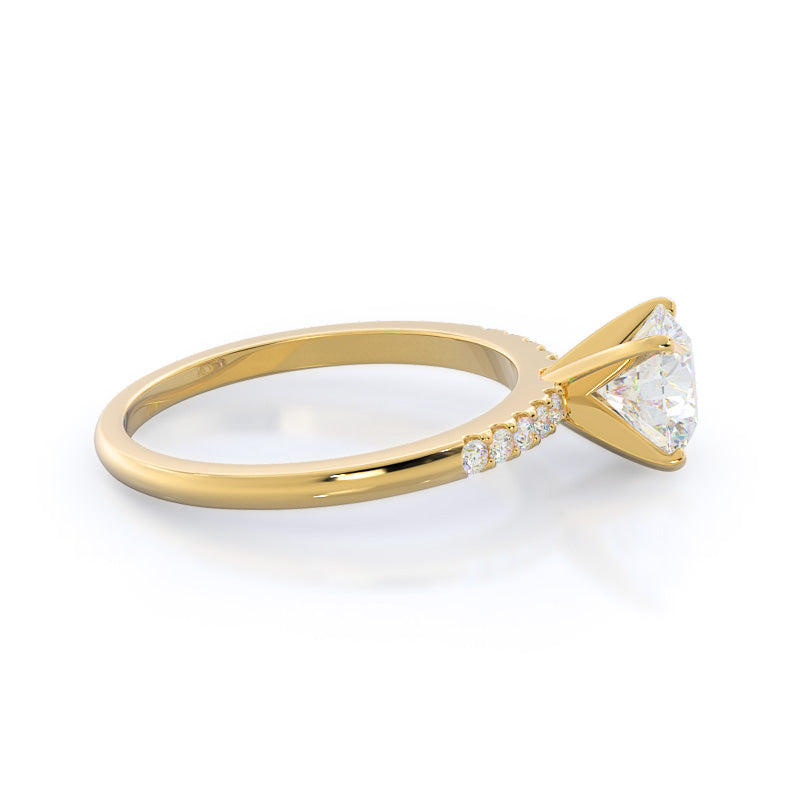Traditional Pave Diamond Engagement Ring with Round Cut Diamond in 14KT Yellow Gold view 3
