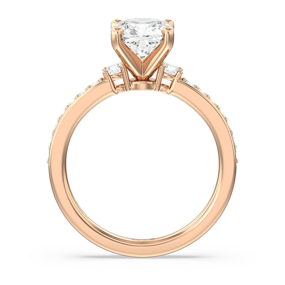 Duet Diamond Engagement Ring with Cushion Cut Diamond in 14KT Rose Gold view 2

