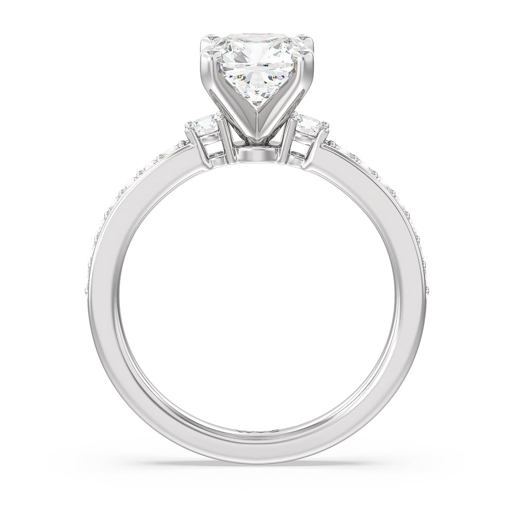 Duet Diamond Engagement Ring with Cushion Cut Diamond in 14KT Platinum view 2
