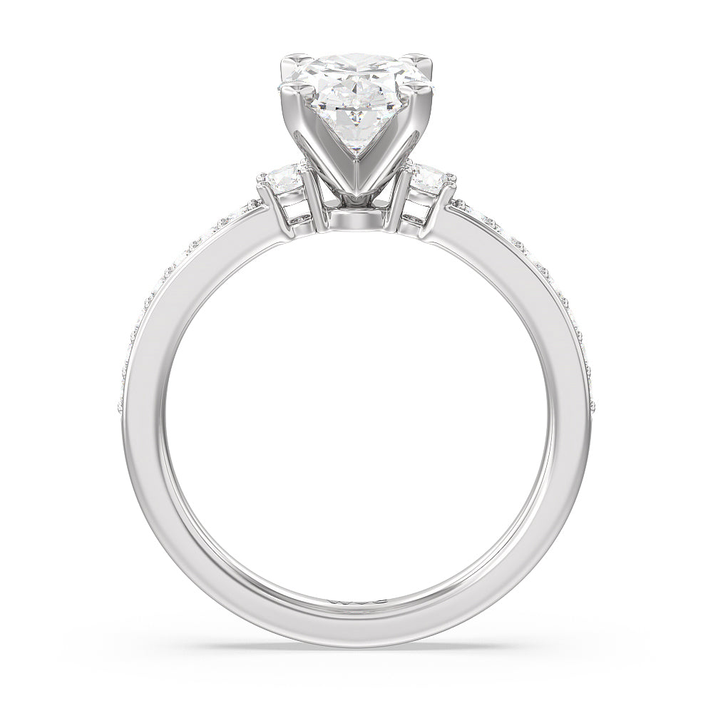 Duet Diamond Engagement Ring with Oval Cut Diamond in 14KT Platinum view 2
