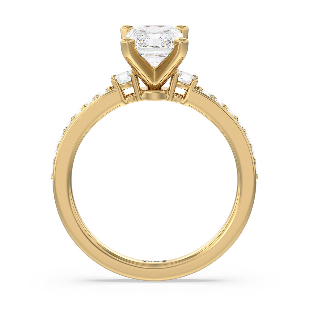 Duet Diamond Engagement Ring with Radiant Cut Diamond in 14KT Yellow Gold view 2

