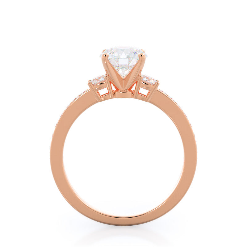 Duet Diamond Engagement Ring with Round Cut Diamond in 14KT Rose Gold view 2
