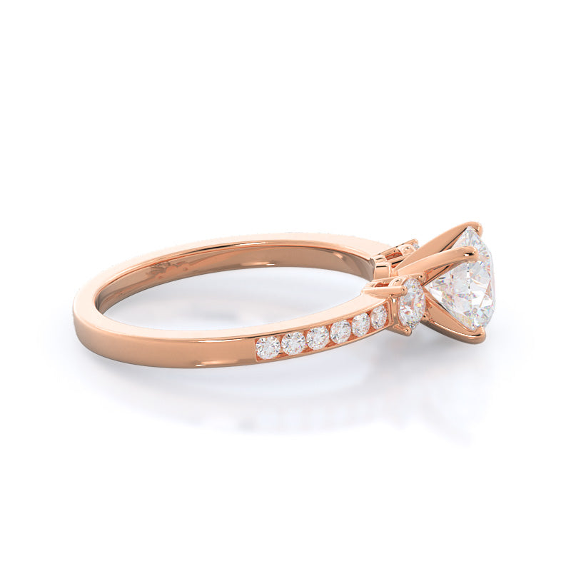 Duet Diamond Engagement Ring with Round Cut Diamond in 14KT Rose Gold view 3
