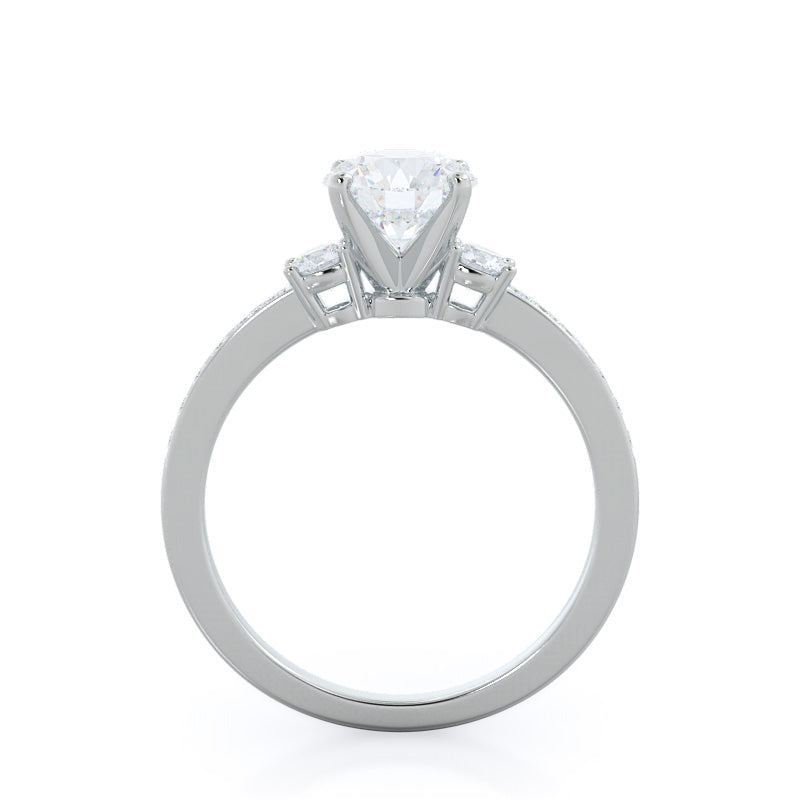 Duet Diamond Engagement Ring with Round Cut Diamond in 14KT Platinum view 2
