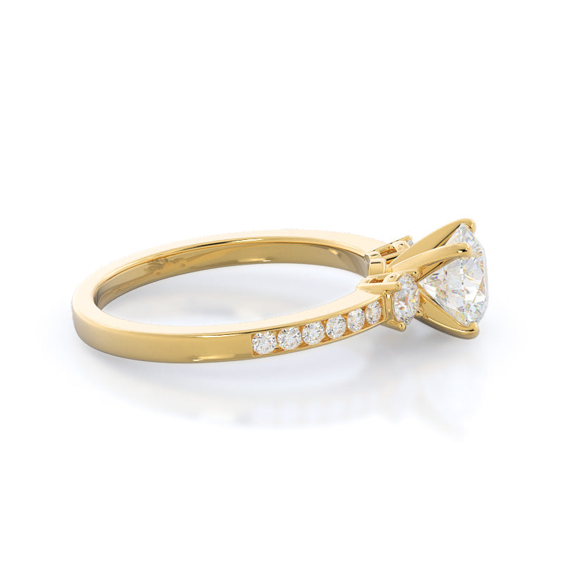 Duet Diamond Engagement Ring with Round Cut Diamond in 14KT Yellow Gold view 3

