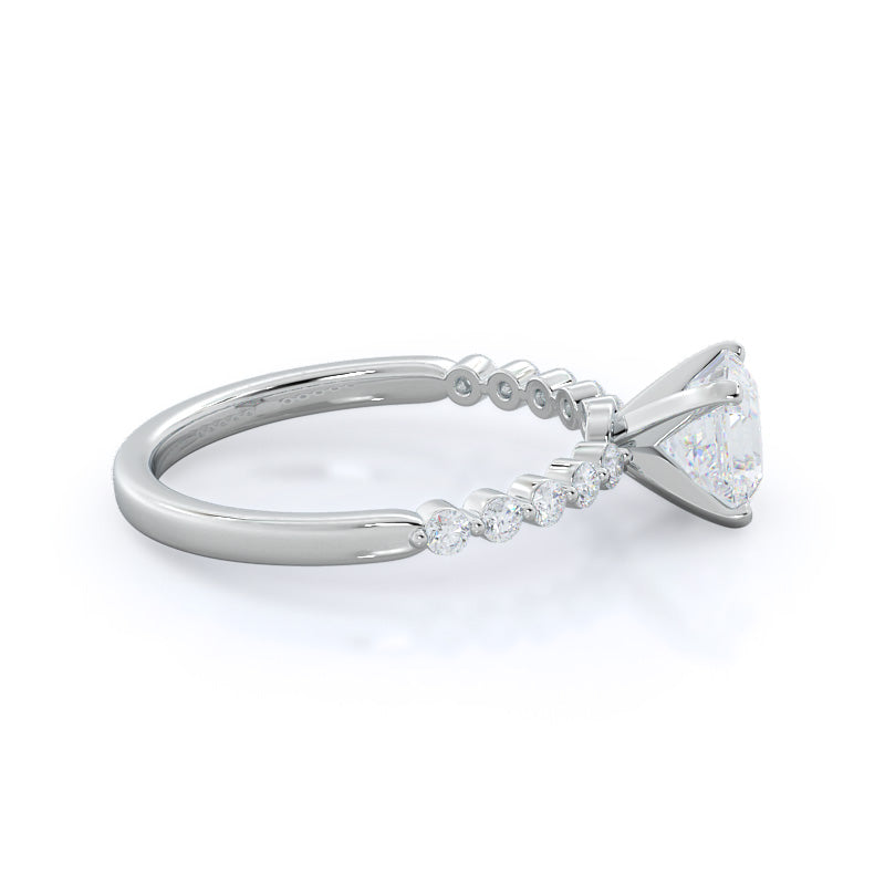 Under Bezeled Accent Diamond Engagement Ring with Asscher Cut Diamond in 14KT Platinum view 3
