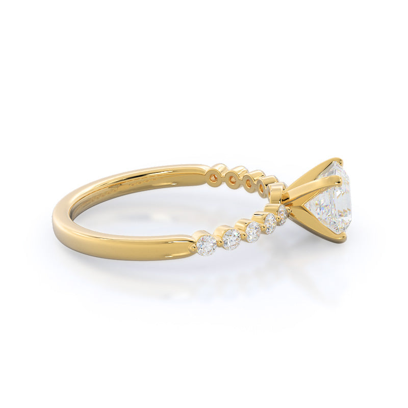 Under Bezeled Accent Diamond Engagement Ring with Asscher Cut Diamond in 14KT Yellow Gold view 3
