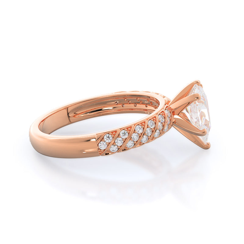 Braided Row Diamond Engagement Ring with Pear Cut Diamond in 14KT Rose Gold view 3
