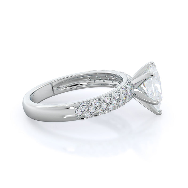 Braided Row Diamond Engagement Ring with Pear Cut Diamond in 14KT Platinum view 3

