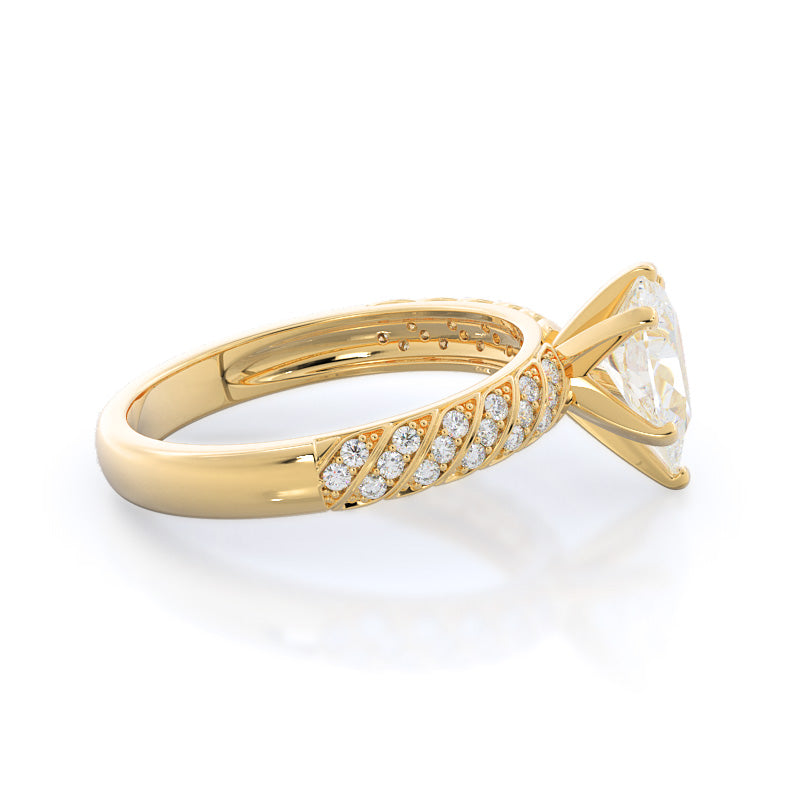 Braided Row Diamond Engagement Ring with Pear Cut Diamond in 14KT Yellow Gold view 3
