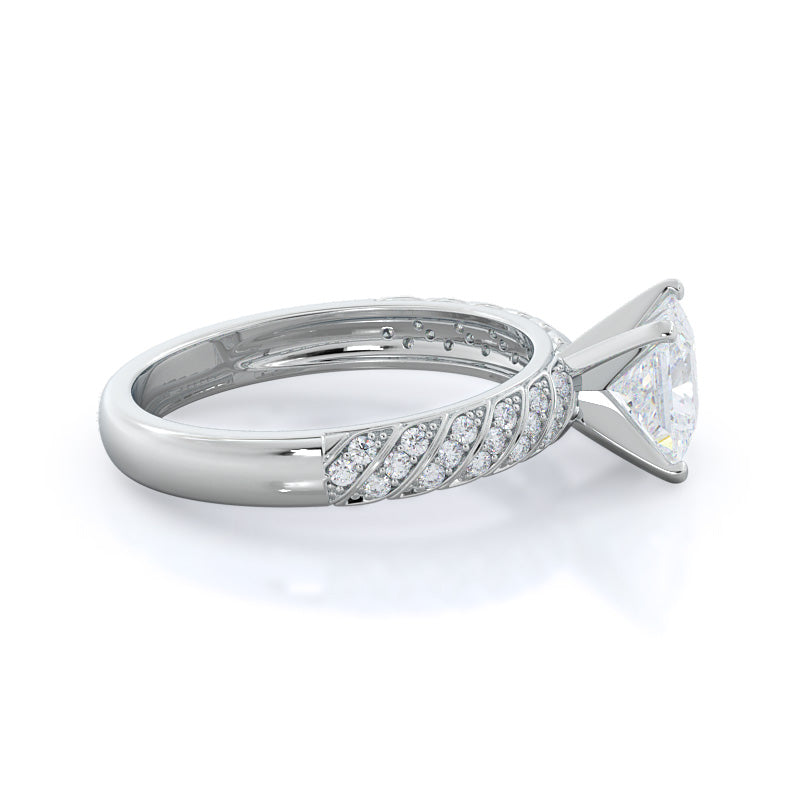 Braided Row Diamond Engagement Ring with Princess Cut Diamond in 14KT Platinum view 3
