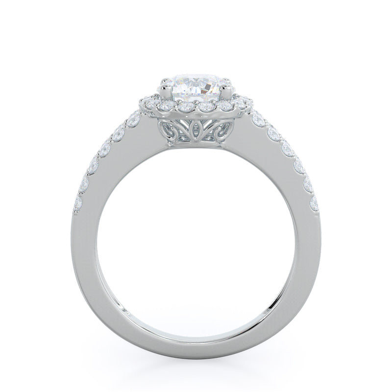 Split Shank Halo Engagement Ring with Round Cut Diamond 2 1/4 ct in ...