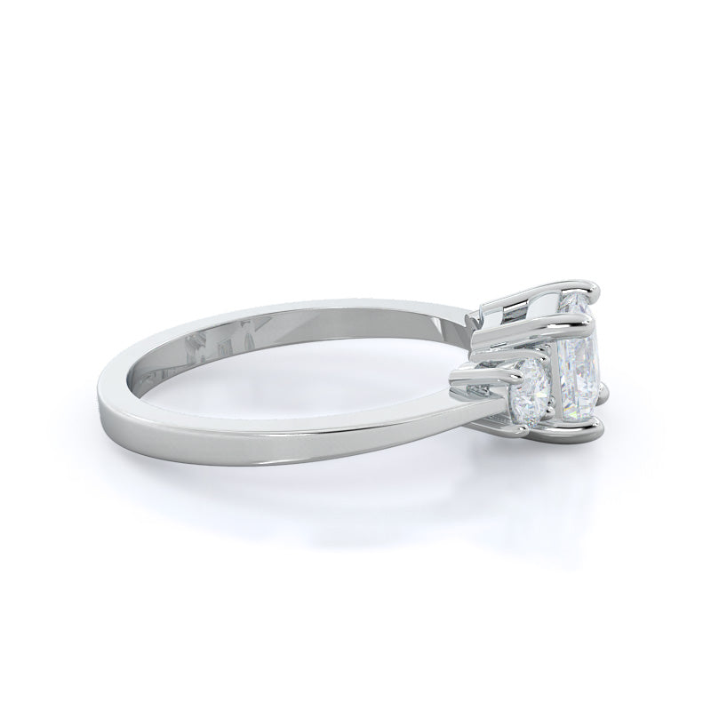 Petite Three Stone Diamond Engagement Ring with Princess Cut Diamond in 14KT Platinum view 3
