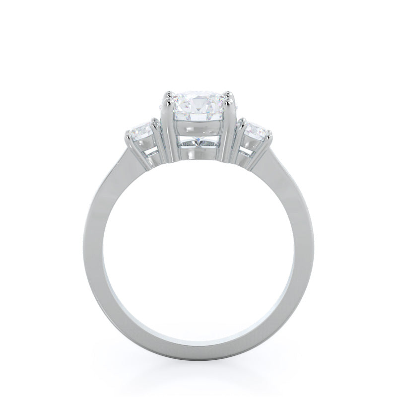 Petite Three Stone Diamond Engagement Ring with Round Cut Diamond in 14KT Platinum view 2

