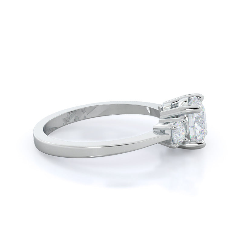 Petite Three Stone Diamond Engagement Ring with Round Cut Diamond in 14KT Platinum view 3
