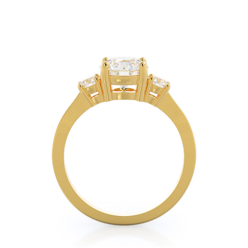 Petite Three Stone Diamond Engagement Ring with Round Cut Diamond in 14KT Yellow Gold view 2
