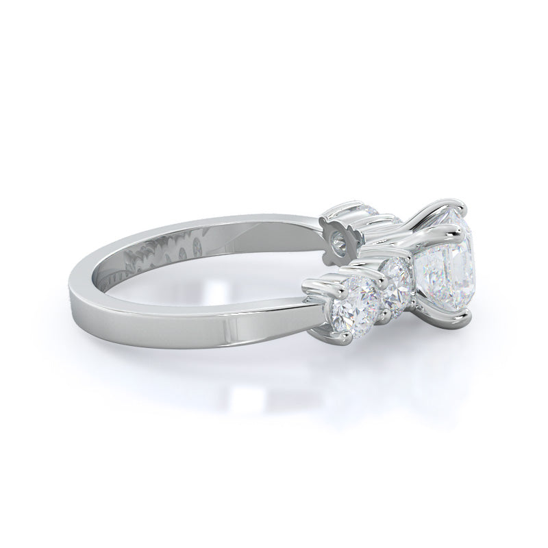 Five Stone Diamond Engagement Ring with Asscher Cut Diamond in 14KT Platinum view 3
