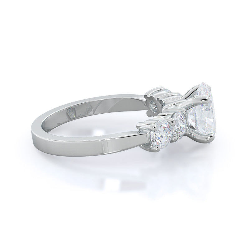 Five Stone Diamond Engagement Ring with Oval Cut Diamond in 14KT Platinum view 3
