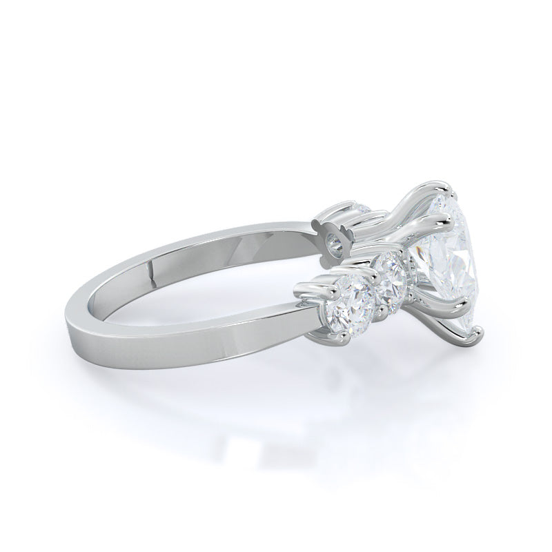 Five Stone Diamond Engagement Ring with Pear Cut Diamond in 14KT Platinum view 3

