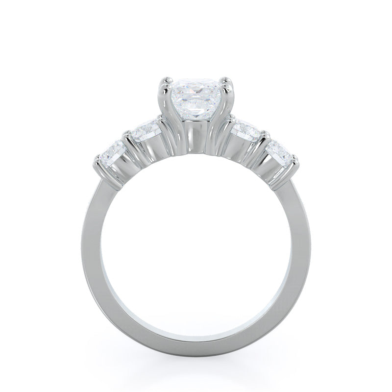 Five Stone Diamond Engagement Ring with Princess Cut Diamond in 14KT Platinum view 2
