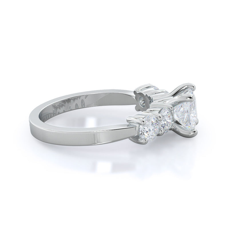 Five Stone Diamond Engagement Ring with Princess Cut Diamond in 14KT Platinum view 3
