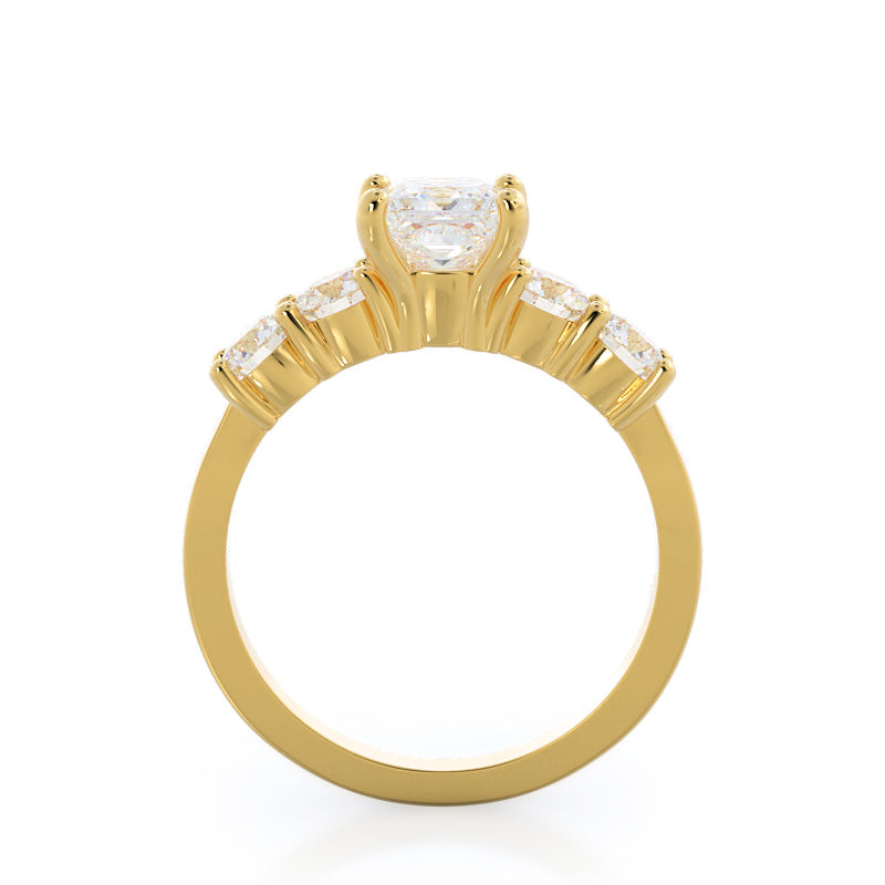 Five Stone Diamond Engagement Ring with Round Cut Diamond in 14KT Yellow Gold view 2
