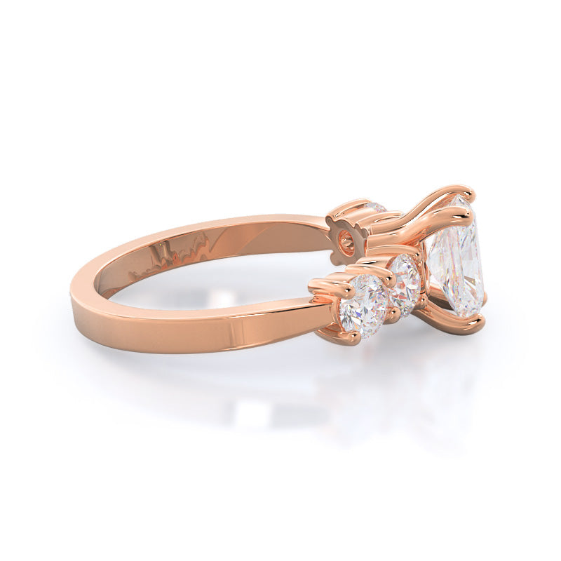 Five Stone Diamond Engagement Ring with Radiant Cut Diamond in 14KT Rose Gold view 3
