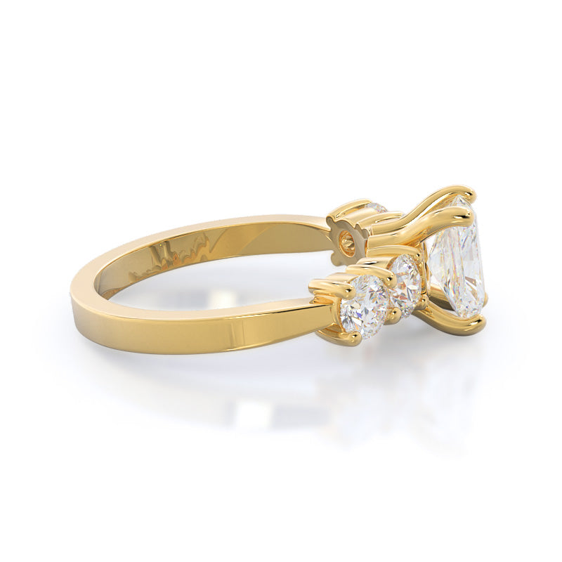 Five Stone Diamond Engagement Ring with Radiant Cut Diamond in 14KT Yellow Gold view 3

