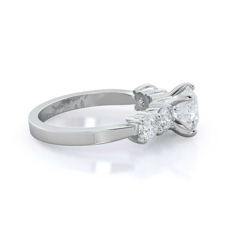 Five Stone Diamond Engagement Ring with Round Cut Diamond in 14KT Platinum view 3
